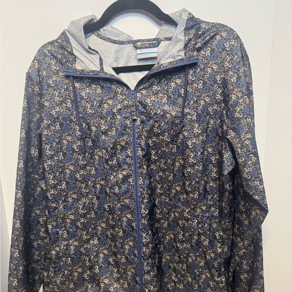 Columbia Women’s Floral Women's windbreaker Utility Blue Jacket size M 1706011 - Picture 2 of 6